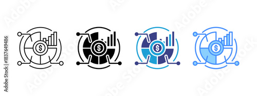 Market Share icon set multiple style collection