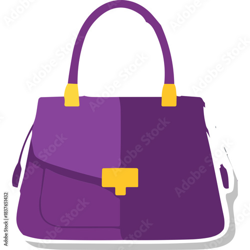 Stylish Purple Handbag With Golden Buckle and Handles A Classic Accessory For Women On A Clean Black Background