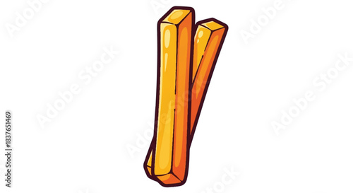 Golden French Fries Sticks Isolated on White Background.