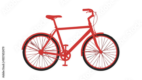 Red Bicycle Outline with Black Spokes and Tires on a Black Background with White Edge Detail Perfect for Transportation and Fitness Concepts