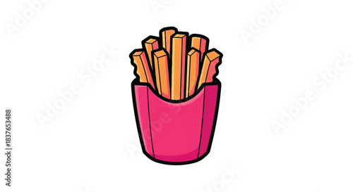 Crispy Golden French Fries in a Vibrant Pink Container.
