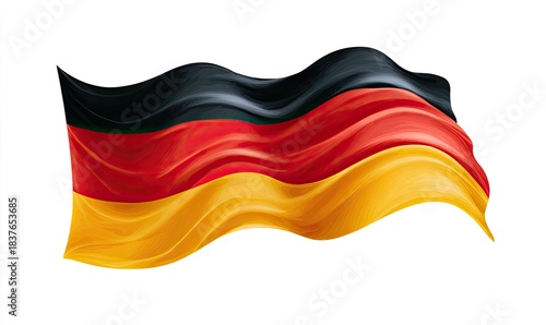 Waving German flag, black, red, and gold stripes in flowing fabric art