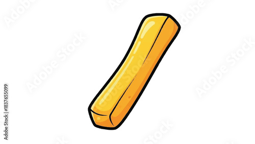 A single golden french fry with a slight curve and defined edges.