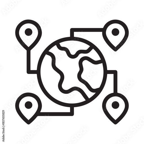 Digital globe work icon in vector illustration