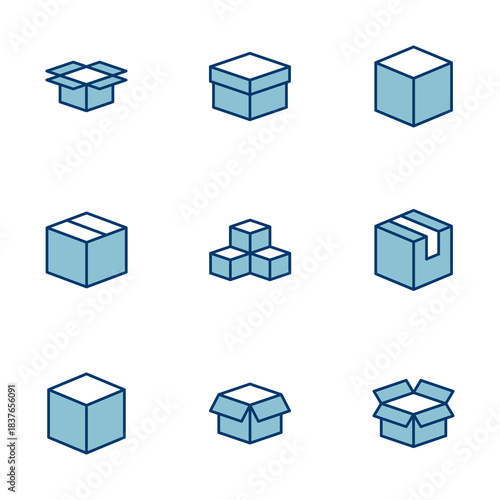 Box icon vector isolated on white background. Cardboard box, packaging open. Box vector icon