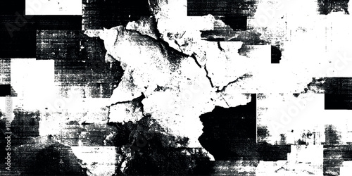 Black and white abstract background featuring a mix of sharp, angular geometric shapes use as a creative overlay, poster background.