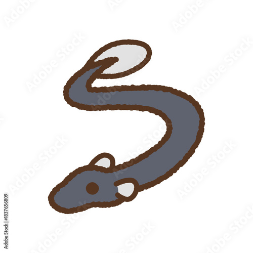 手書き風の生き物単品アイコンイラスト　鰻