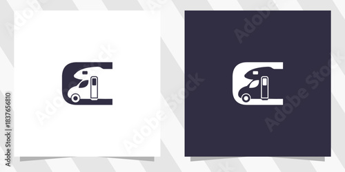 Letter C with Campervan Logo Design