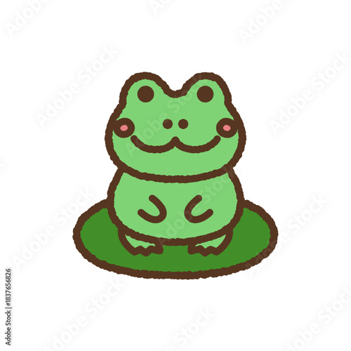 手書き風の生き物単品アイコンイラスト　カエル