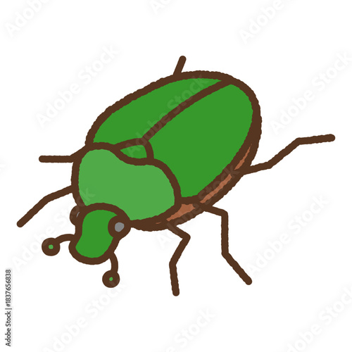 手書き風の生き物単品アイコンイラスト　カナブン