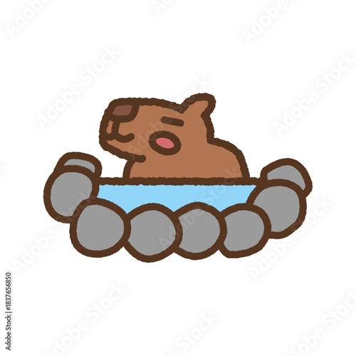 手書き風の生き物単品アイコンイラスト　カピパラ