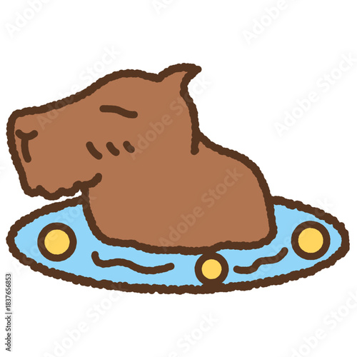 手書き風の生き物単品アイコンイラスト　カピパラ