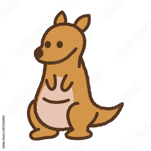 手書き風の生き物単品アイコンイラスト　カンガルー