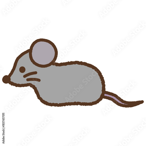 手書き風の生き物単品アイコンイラスト　ネズミ