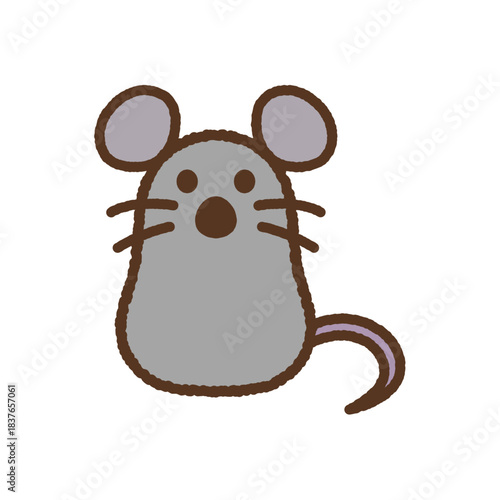 手書き風の生き物単品アイコンイラスト　ネズミ