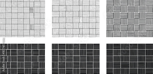 Seamless Woven Basket Weave Pattern Vector Texture Collection in Multiple Shades, Ideal for Backgrounds, Textile Design, and Geometric Surface Fill