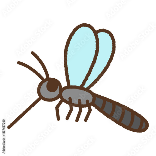 手書き風の生き物単品アイコンイラスト　蚊