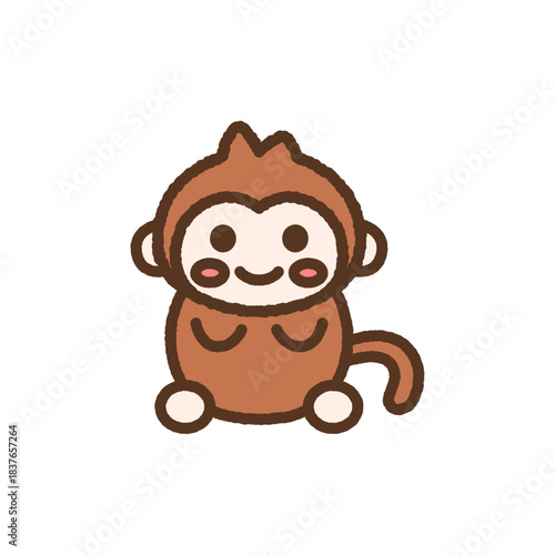 手書き風の生き物単品アイコンイラスト　猿