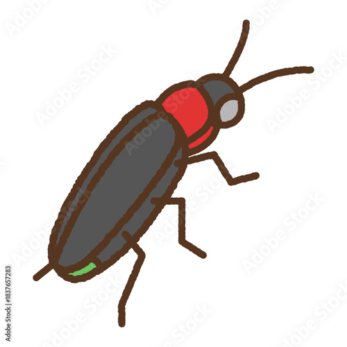 手書き風の生き物単品アイコンイラスト　蛍