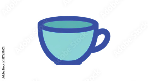 Elegant blue teacup with handle, perfect for enjoying hot beverages.