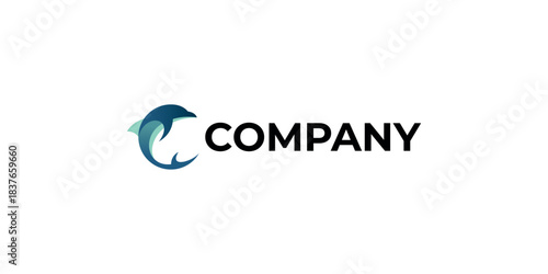 Blue Dolphin Symbol Logo Wave Modern Creative Design Template Design