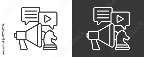Media Strategy Icon Set Vector Collection Isolated In Black And White
