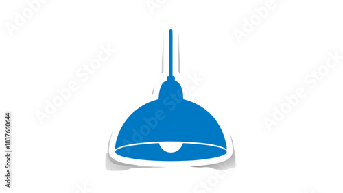 Simple Blue Pendant Light Fixture Hanging From Ceiling Against Black Background With White Shadows Below