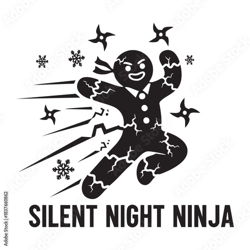 Vintage Christmas T-Shirt Design One Color Black Vector