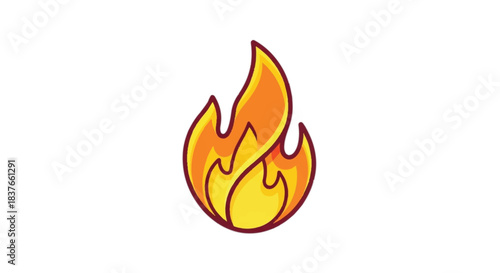 Stylized illustration of a bright orange and yellow flame.