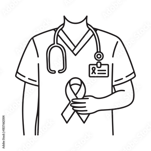Doctor holding a medical awareness ribbon