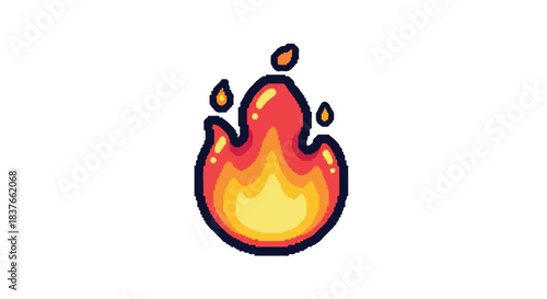 Stylized Cartoon Flame Icon with Bright Orange and Yellow Hues.