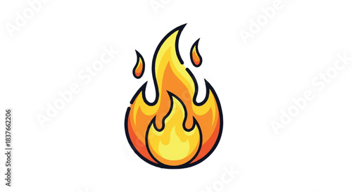 Vibrant Flame Illustration with Dynamic Orange and Yellow Hues.