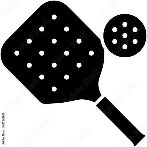 Padel Icon, Racket Court Paddle Symbol Vector Stock Illustration, Solid Icon Style Design.
