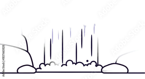 Waterfall cascading down between rocks creating a beautiful natural scene.