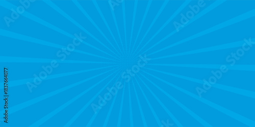 Comic background. Pop art texture. Starburst cartoon style. Anime design with explosion effect for print. Fun dot pattern. Blue backdrop with halftone gradient.