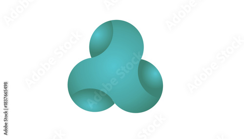 Abstract 3D Organic Shape – Smooth Turquoise Fluid Minimal Design Vector Illustration