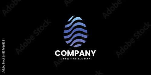 Digital Egg Sign Symbol Gradient Blue Wave Logo Design Template Vector