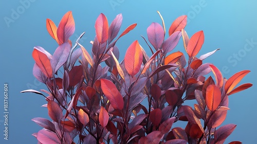 A shrub with leaves that change color based on the season