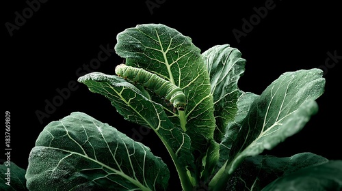 A cabbage plant with broad green leaves