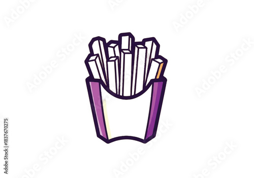 A simple cartoon illustration of a box of french fries.