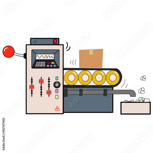 Cartoon Conveyor Belt Machine with package Box