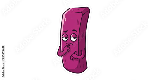 Worried Purple Sweet Potato Character with Arms and a Frowning Face.