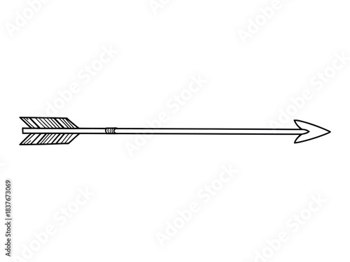 Hand-Drawn Arrow Line Art Illustration | Direction Target Archery Weapon