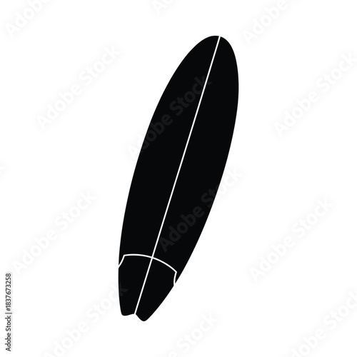 Surfboard Silhouette Vector Icon: Black and White Surf Board Graphic