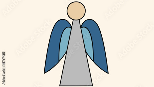 Flat vector illustration of a simple angel with wings against a plain background
