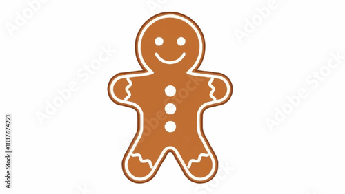 Festive gingerbread man cookie vector illustration, a sweet and cheerful holiday season dessert, perfect for Christmas themes and winter celebrations