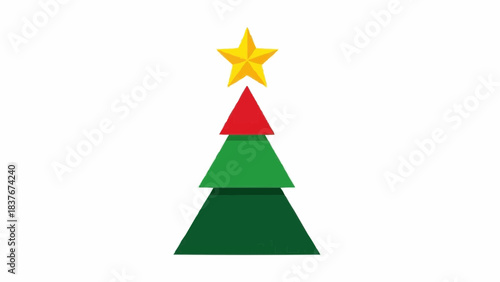Christmas Tree Vector Icon with Star Decoration