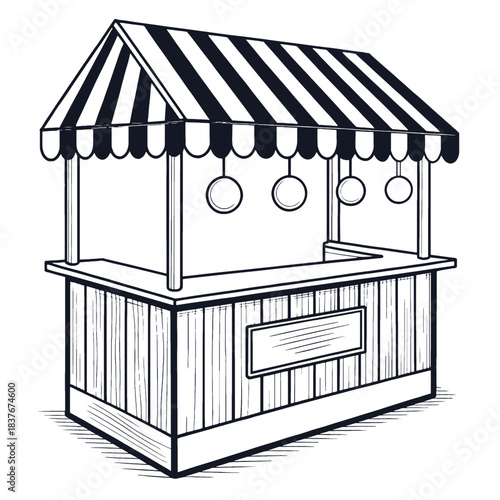 Carnival game booth stall stand fairground attraction vector illustration