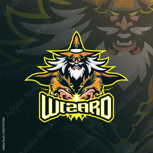 Wizard mascot logo design vector. Wizard illustration for sport and esport team.