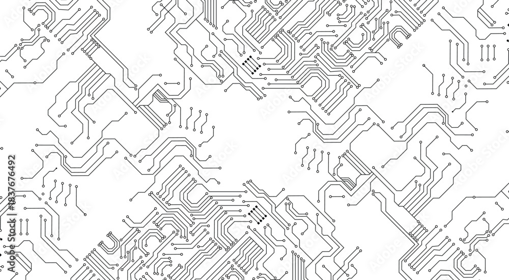 Obraz premium Circuit technology background with hi-tech digital illustration